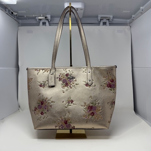 Coach Floral Metallic Tote Bag – Gold Leather Style No. N3S- F38829 - Picture 15 of 15